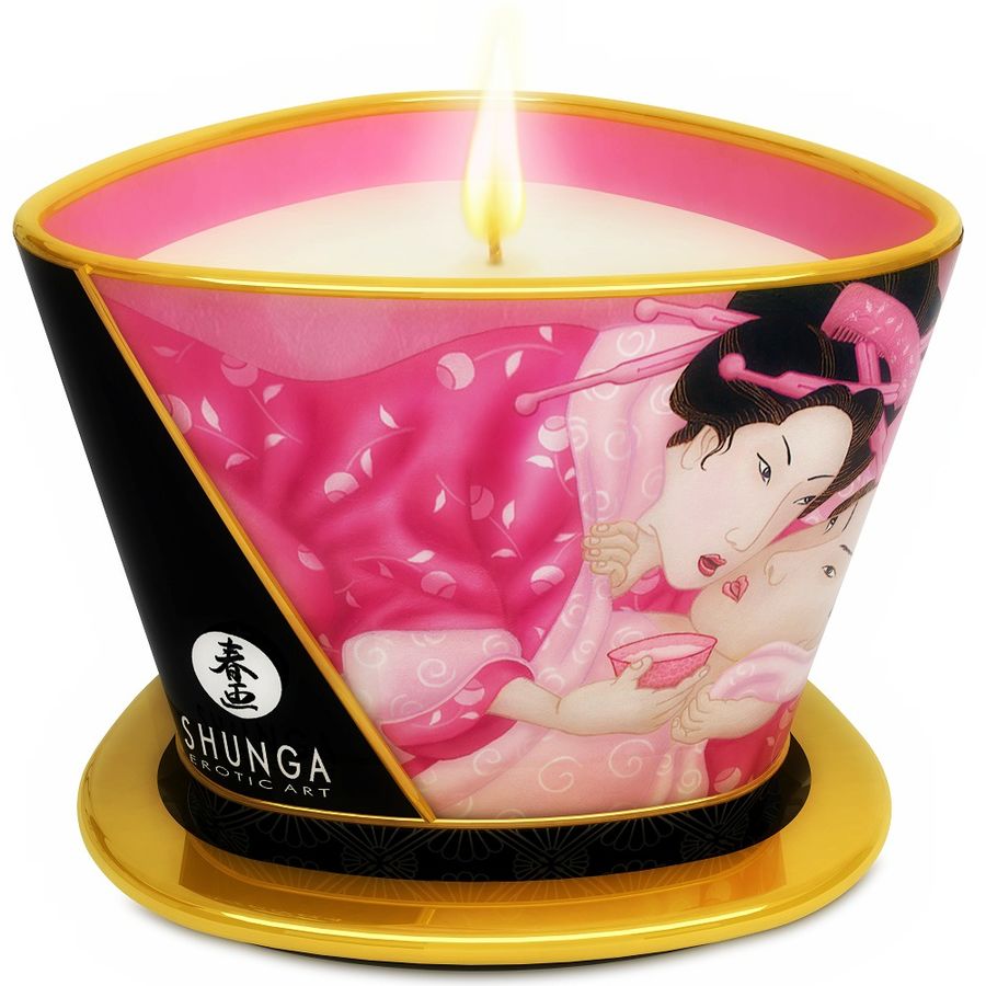 Imagen que nos facilita SHUNGA CANDLES de su producto erótico SHUNGA - MINI CARESS BY CANDELIGHT VELA MASAJE ROSAS AFRODISÍACAS 170 ML para nuestra categoría "DROGUERÍA |Para Masajes|Velas de Masaje".