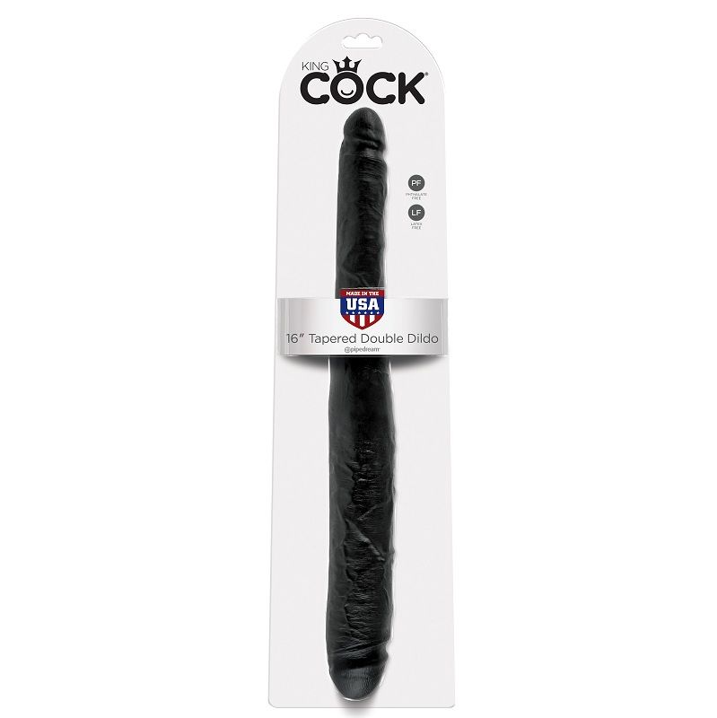Imagen que nos facilita KING COCK de su producto erótico KING COCK DILDO DOBLE NEGRO 40.6 CM para nuestra categoría "JUGUETES BIENESTAR |Dildos sin Vibración|Penes dobles".