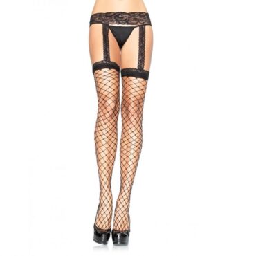 Imagen que nos facilita LEG AVENUE HOSIERY de su producto erótico LEG AVENUE - MEDIAS DE RED CON LIGUERO DE ENCAJE NEGRO para nuestra categoría "MODA & LENCERÍA|Lencería Mujer|Lencería Picante|Medias con Liguero".