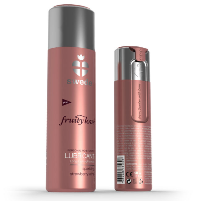 Imagen que nos facilita SWEDE de su producto erótico SWEDE - FRUITY LOVE LUBRICANTE FRESAS CON CHAMPAGNE 50 ML para nuestra categoría "DROGUERÍA |Lubricantes|Con deliciosos Sabores".