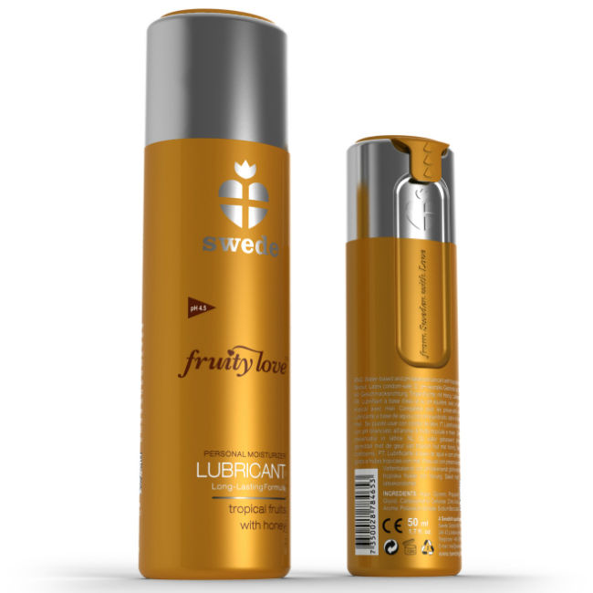 Imagen que nos facilita SWEDE de su producto erótico SWEDE - FRUITY LOVE LUBRICANTE FRUTAS TROPICALES CON MIEL 50 ML para nuestra categoría "DROGUERÍA |Lubricantes|Con deliciosos Sabores".