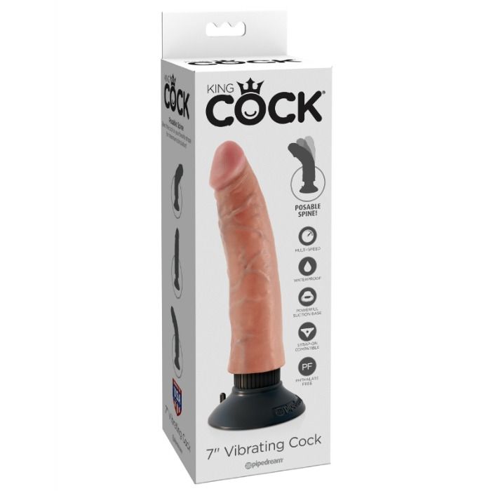 Imagen que nos facilita KING COCK de su producto erótico KING COCK - DILDO VIBRADOR 17.78 CM NATURAL para nuestra categoría "JUGUETES BIENESTAR |Vibradores|Vibradores Realisticos".