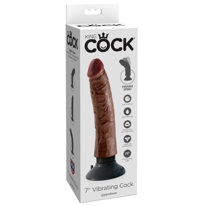 Imagen que nos facilita KING COCK de su producto erótico KING COCK - DILDO VIBRADOR MARRÓN 17.78 CM para nuestra categoría "JUGUETES BIENESTAR |Vibradores|Vibradores Realisticos".