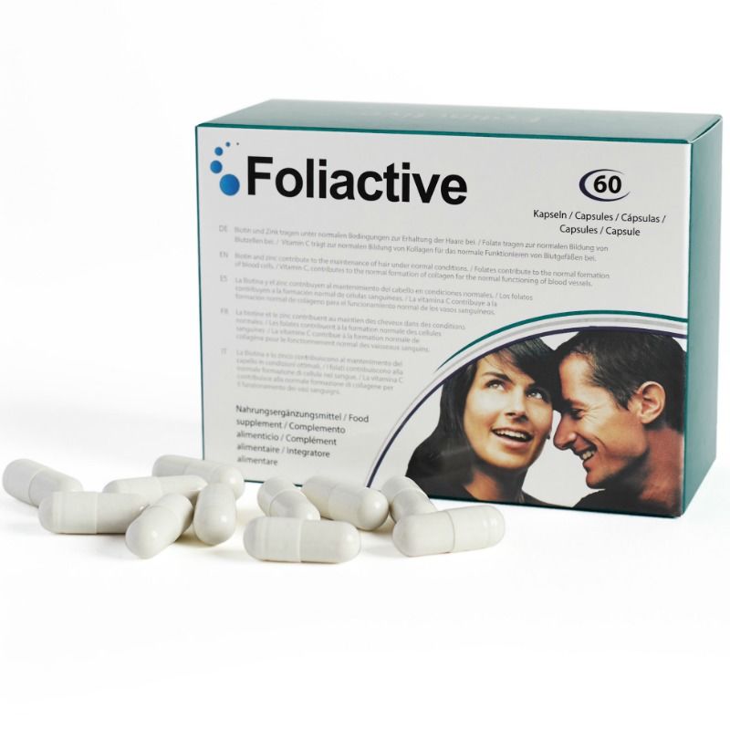 Imagen que nos facilita 500COSMETICS de su producto erótico Foliactive Pills – Complemento alimenticio contra la caída del cabello para nuestra categoría "DROGUERÍA |Complementos Alimenticios|Cápsulas para Hombres".