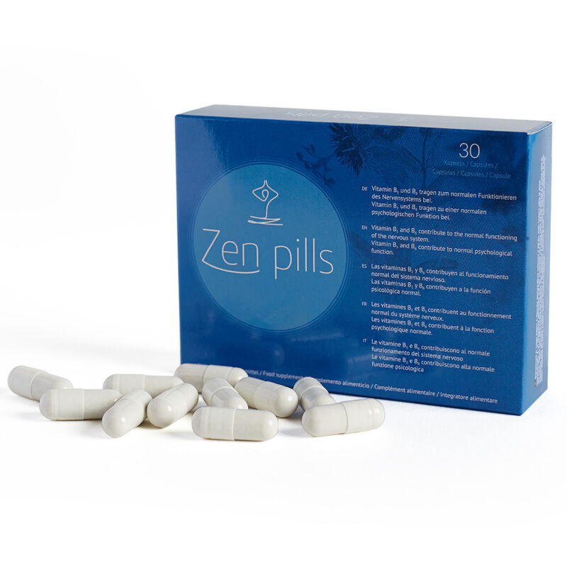 Imagen que nos facilita 500COSMETICS de su producto erótico Zen Pills – Complemento alimenticio para el bienestar y la relajación para nuestra categoría "DROGUERÍA |Complementos Alimenticios|Cápsulas Unisex".