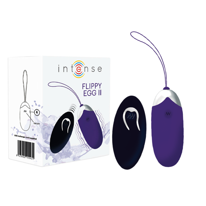 Imagen que nos facilita INTENSE COUPLES TOYS de su producto erótico INTENSE - FLIPPY II HUEVO RECARGABLE REMOTO LILA para nuestra categoría "JUGUETES BIENESTAR |Vibradores|Vibradores control remoto".