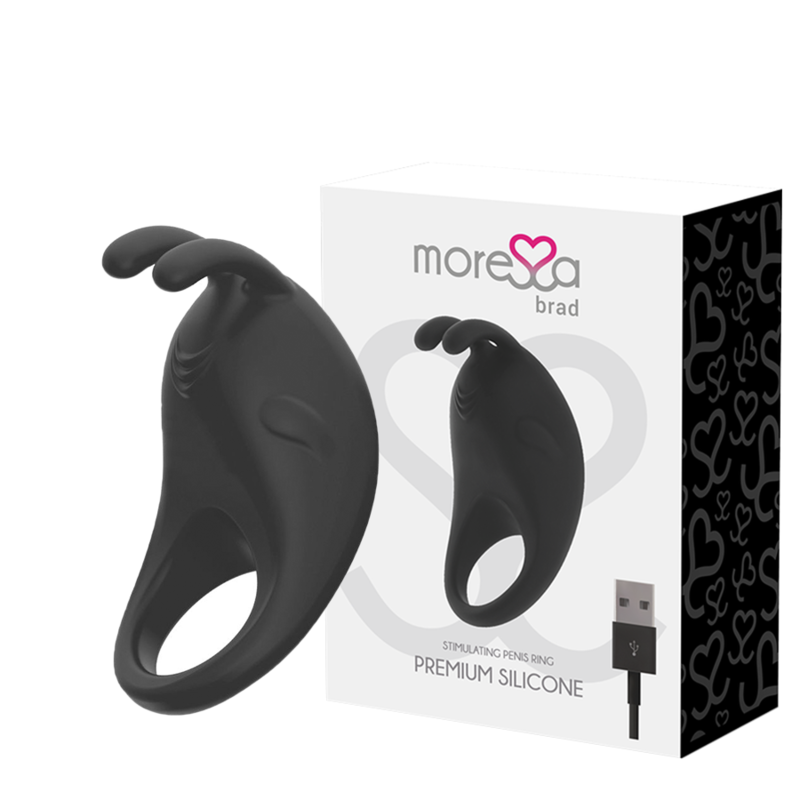 Imagen que nos facilita MORESSA de su producto erótico MORESSA - BRAD PREMIUM SILICONE RECARGABLE NEGRO para nuestra categoría "JUGUETES BIENESTAR |Juguetes para Hombres|Accesorios para el pene|Anillos Pene|Anillos con Vibración".