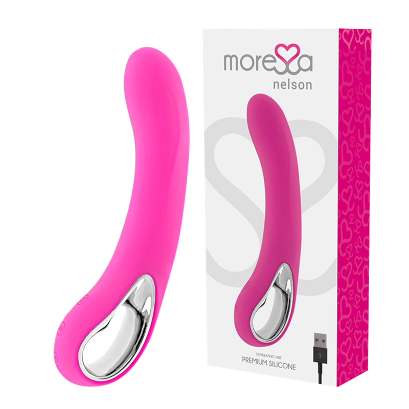 Imagen que nos facilita MORESSA de su producto erótico MORESSA - NELSON MASAJEADOR PUNTO G PREMIUM SILICONE RECARGABLE para nuestra categoría "JUGUETES BIENESTAR |Vibradores|Vibradores Punto G".