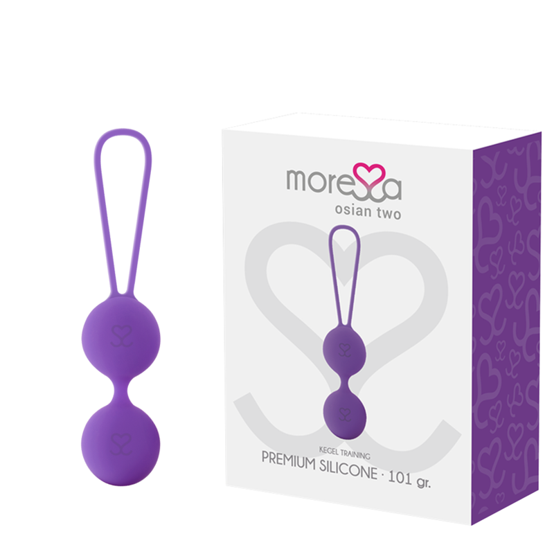 Imagen que nos facilita MORESSA de su producto erótico MORESSA - OSIAN TWO ENTRENAMIENTO SUELO PELVICO 101gr PREMIUM SILICONA LILA para nuestra categoría "JUGUETES BIENESTAR |Juguetes para Mujeres|Bolas Chinas|Bolas Silicona".