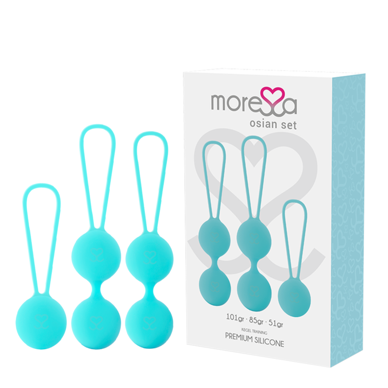 Imagen que nos facilita MORESSA de su producto erótico MORESSA - OSIAN SET Osian One; 51 Gr / Osian Two; 101 Gr / Osian Three 85 gr PREMIUM SILICONA TURQUESA para nuestra categoría "JUGUETES BIENESTAR |Juguetes para Mujeres|Bolas Chinas|Bolas Silicona".