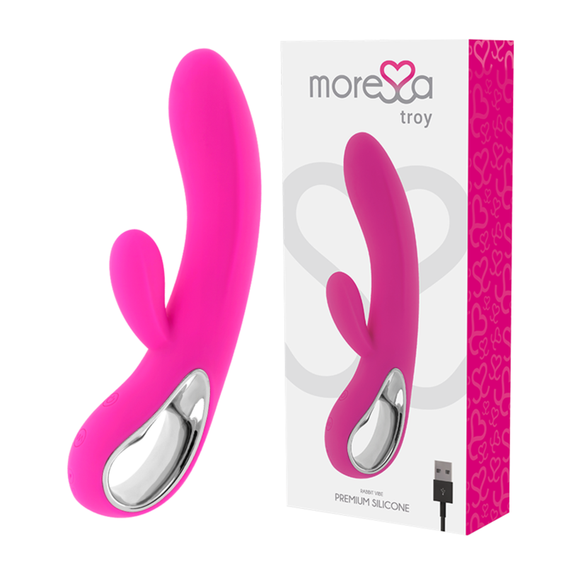 Imagen que nos facilita MORESSA de su producto erótico MORESSA - TROY MASAJEADOR PUNTO G Y CLITORIS PREMIUM SILICONE RECARGABLE para nuestra categoría "JUGUETES BIENESTAR |Vibradores|Vibradores Punto G".