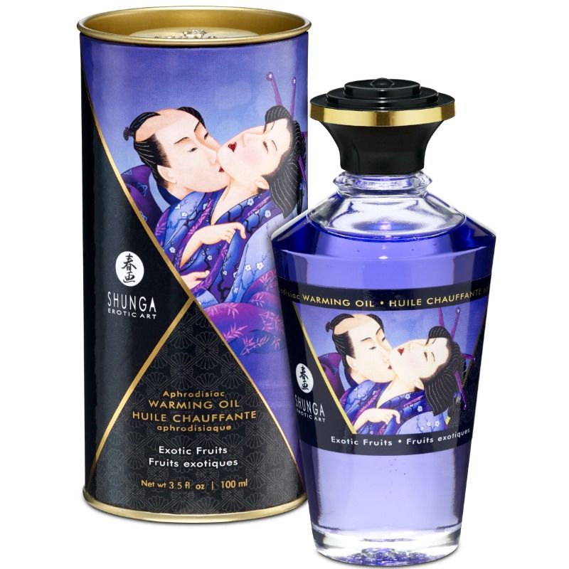Imagen que nos facilita SHUNGA OILS de su producto erótico SHUNGA - ACEITE MASAJE EFECTO CALOR SABOR FRUTAS EXÓTICAS 100 ML para nuestra categoría "DROGUERÍA |Para Masajes|Con efecto calor".