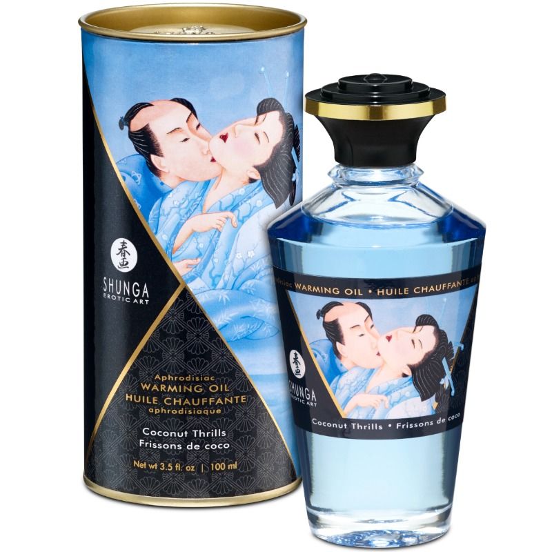 Imagen que nos facilita SHUNGA OILS de su producto erótico SHUNGA - ACEITE MASAJE EFECTO CALOR SABOR COCO 100 ML para nuestra categoría "DROGUERÍA |Para Masajes|Con efecto calor".