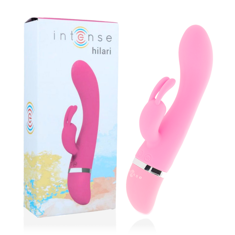 Imagen que nos facilita INTENSE FUN de su producto erótico INTENSE - HILARI VIBRADOR ROSA SILICON LUXE para nuestra categoría "JUGUETES BIENESTAR |Vibradores|Vibradores Rabbit".