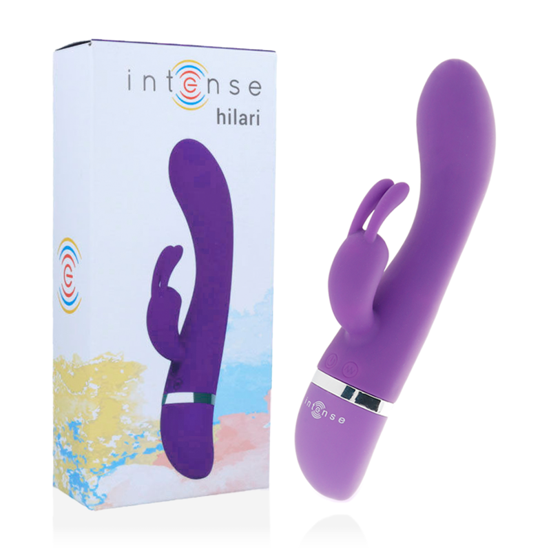 Imagen que nos facilita INTENSE FUN de su producto erótico INTENSE - HILARI VIBRADOR LILA SILICONA LUXE para nuestra categoría "JUGUETES BIENESTAR |Vibradores|Vibradores Rabbit".