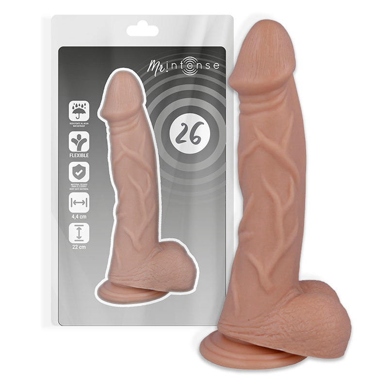 Imagen que nos facilita MR. INTENSE de su producto erótico MR INTENSE - 26 PENE REALÍSTICO 22 CM -O- 4.4 CM para nuestra categoría "JUGUETES BIENESTAR |Dildos sin Vibración|Penes realisticos".