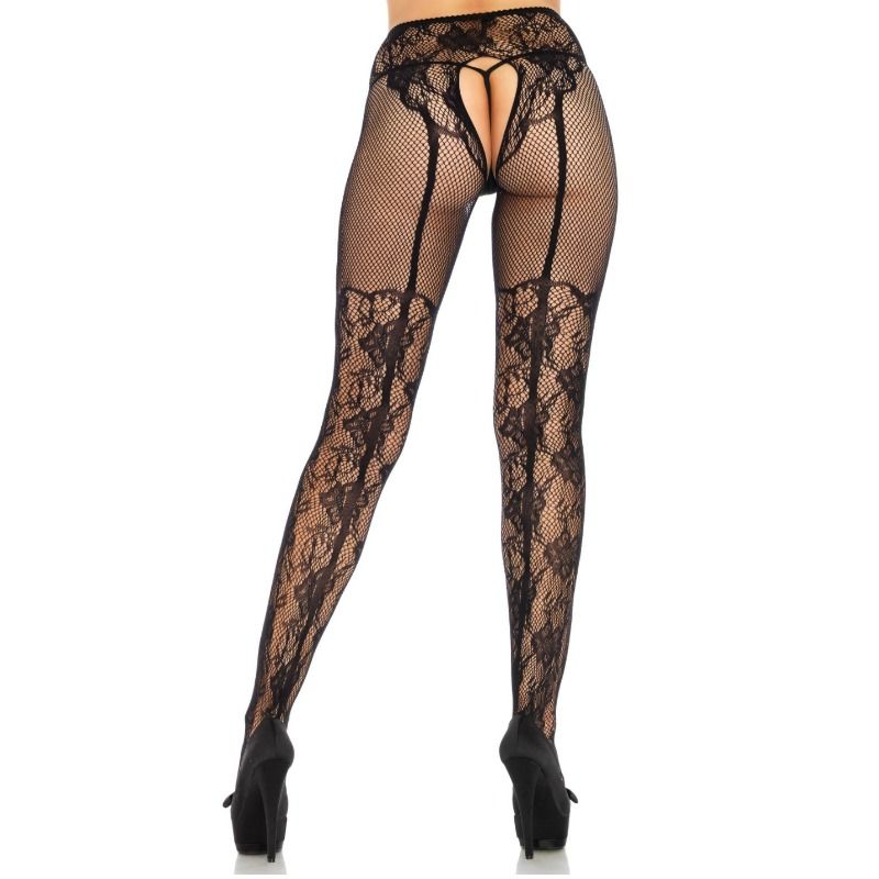 Imagen que nos facilita LEG AVENUE HOSIERY de su producto erótico LEG AVENUE - MEDIAS ALTAS CON ABERTURA TRASERA DISEÑO FLORAL TALLA ÚNICA para nuestra categoría "MODA & LENCERÍA|Lencería Mujer|Lencería Sexy|Medias".