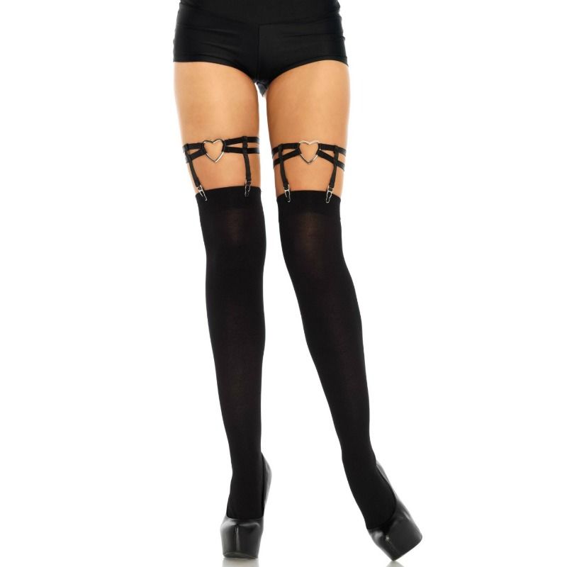 Imagen que nos facilita LEG AVENUE HOSIERY de su producto erótico LEG AVENUE - LIGAS DOBLES ELÁSTICAS CON CORAZÓN TALLA ÚNICA para nuestra categoría "MODA & LENCERÍA|Lencería Mujer|Lencería Sexy|Medias".