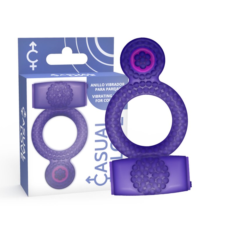 Imagen que nos facilita CASUAL LOVE de su producto erótico CASUAL LOVE - RING DOUBLE PLEASURE ANILLO LILA para nuestra categoría "JUGUETES BIENESTAR |Juguetes para Hombres|Accesorios para el pene|Anillos Pene|Anillos con Vibración".