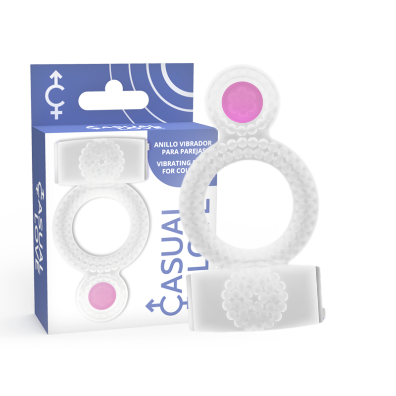 Imagen que nos facilita CASUAL LOVE de su producto erótico CASUAL LOVE - RING DOUBLE PLEASURE ANILLO TRANSPARENTE para nuestra categoría "JUGUETES BIENESTAR |Juguetes para Hombres|Accesorios para el pene|Anillos Pene|Anillos con Vibración".