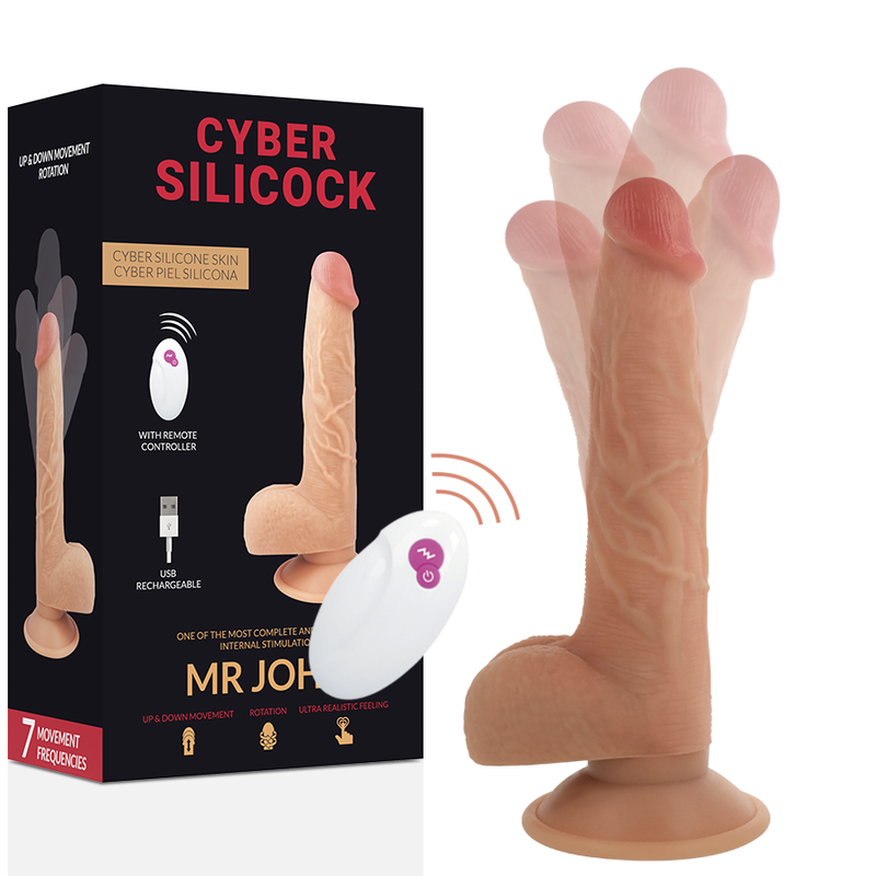 Imagen que nos facilita CYBER SILICOCK de su producto erótico CYBER SILICOCK - REALÍSTICO CONTROL REMOTO MR JOHN 23.88 CM -O- 4.3 CM para nuestra categoría "JUGUETES BIENESTAR |Vibradores|Vibradores control remoto".