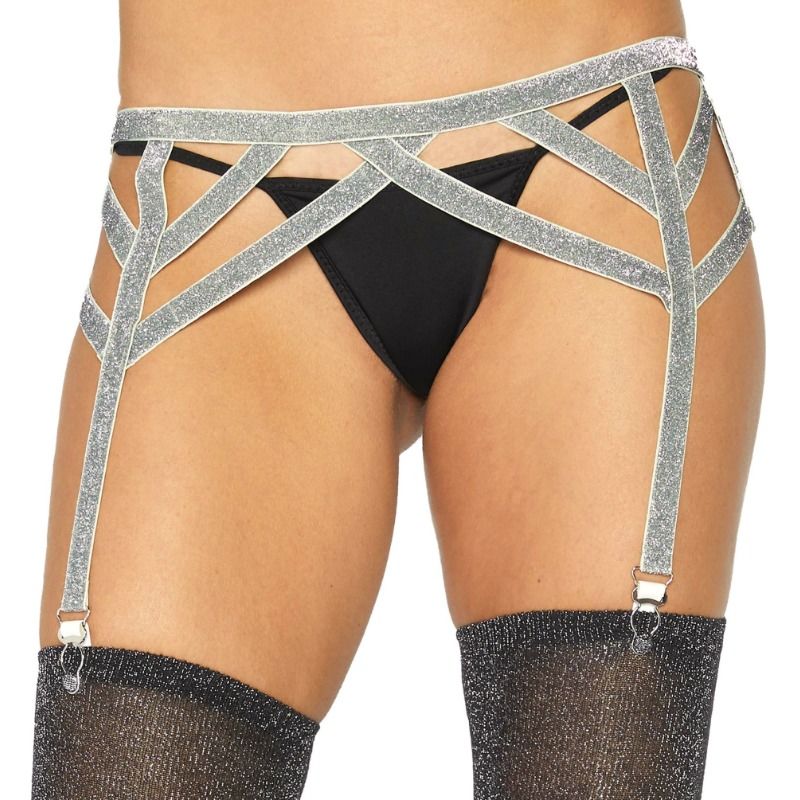 Imagen que nos facilita LEG AVENUE ACCESSORIES de su producto erótico LEG AVENUE - LIGUERO LUREX PLATEADO TALLA ÚNICA para nuestra categoría "MODA & LENCERÍA|Lencería Mujer|Lencería Picante|Ligueros".