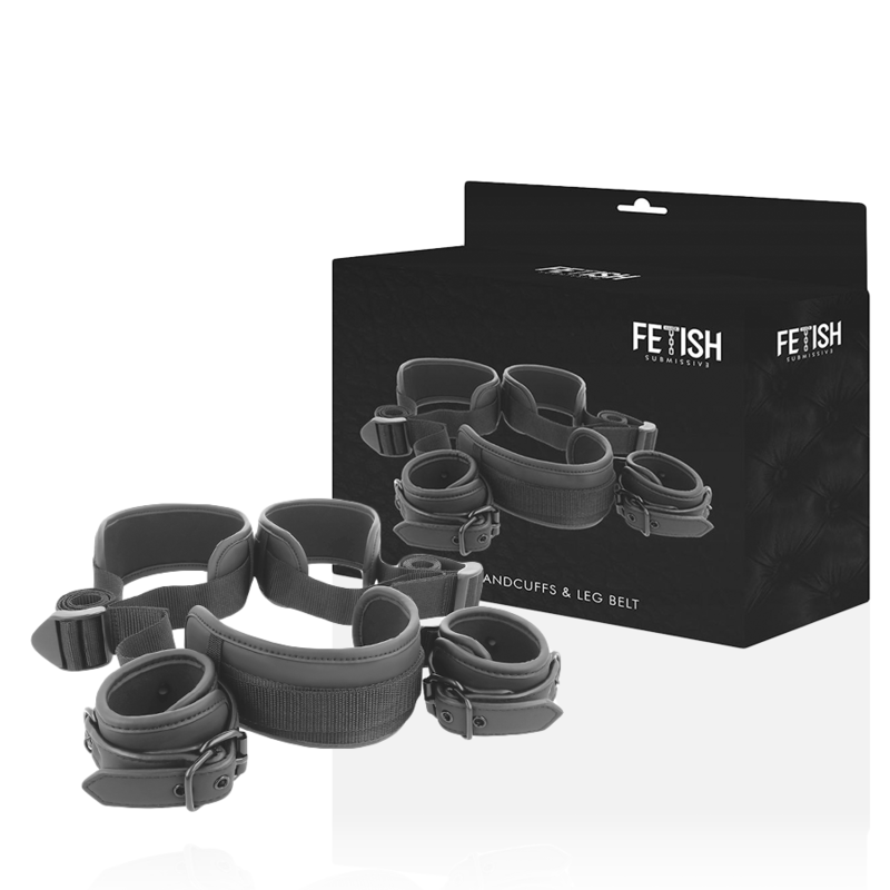 Imagen que nos facilita FETISH SUBMISSIVE BONDAGE de su producto erótico FETISH SUBMISSIVE - POSICIÓN PIERNAS ABIERTAS CON ESPOSAS CON FORRO DE NEOPRENO para nuestra categoría "BDSM & BONDAGE |Bondage|Esposas de fijación".