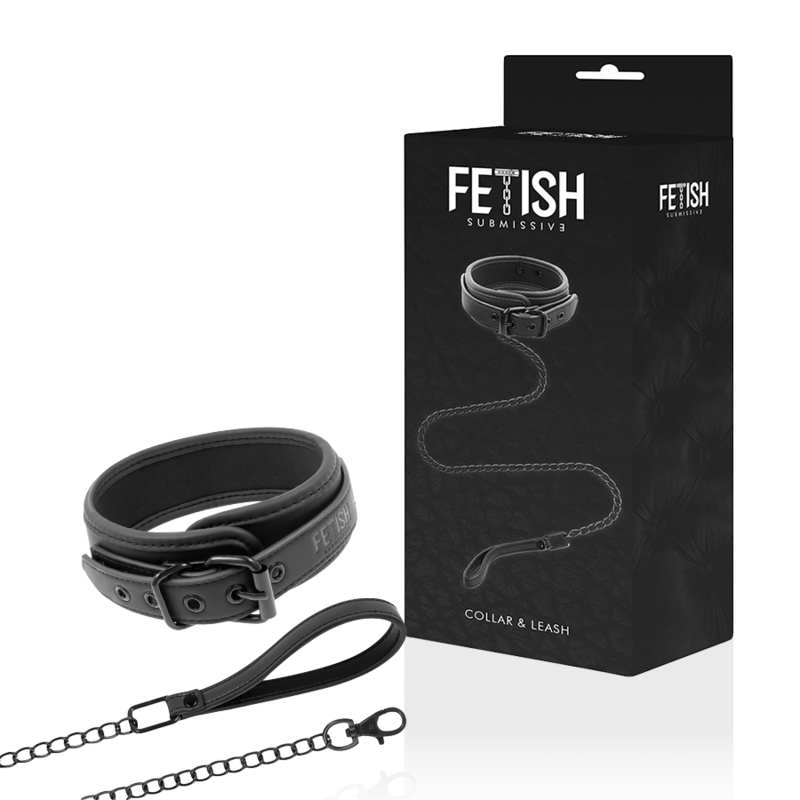 Imagen que nos facilita FETISH SUBMISSIVE BONDAGE de su producto erótico FETISH SUBMISSIVE - COLLAR CON CADENA CON FORRO DE NEOPRENO para nuestra categoría "BDSM & BONDAGE |Bondage|Collares".