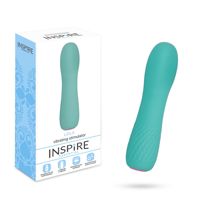 Imagen que nos facilita INSPIRE ESSENTIAL de su producto erótico INSPIRE ESSENTIAL - LEILA VIBRADOR TURQUESA para nuestra categoría "JUGUETES BIENESTAR |Vibradores|Mini vibradores".