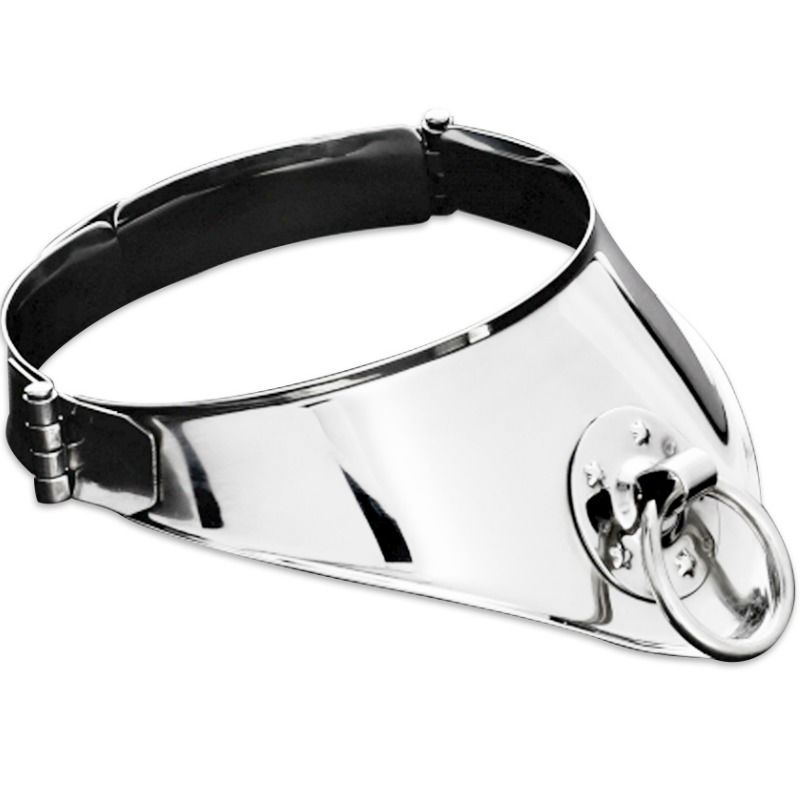 Imagen que nos facilita METAL HARD de su producto erótico METAL HARD - COLLAR RESTRICCION CON ANILLA Y CANDADO 12.5 CM para nuestra categoría "BDSM & BONDAGE |Bondage|Collares".