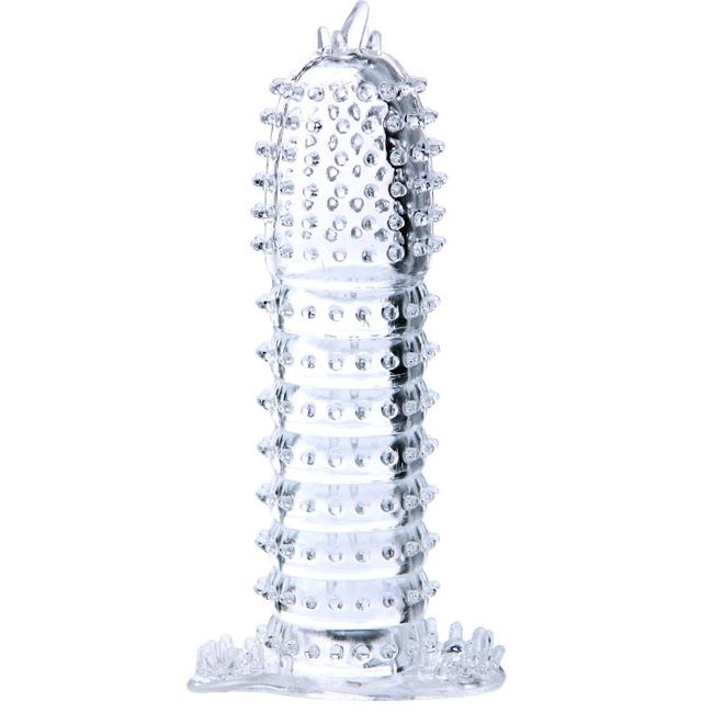 Imagen que nos facilita BAILE FOR HIM de su producto erótico BAILE - FUNDA PARA PENE CON PUNTOS ESTIMULANTES TRANSPARENTE 14 CM para nuestra categoría "JUGUETES BIENESTAR |Juguetes para Hombres|Accesorios para el pene|Fundas Pene sin extensión".