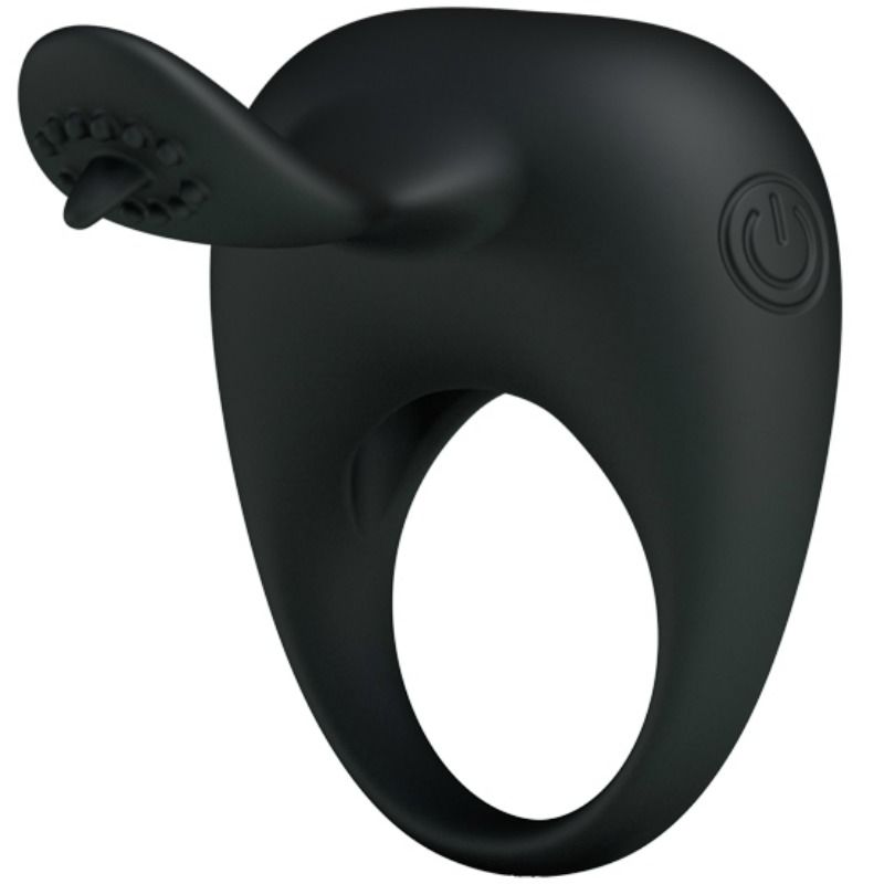 Imagen que nos facilita PRETTY LOVE de su producto erótico PRETTY LOVE - ANILLO VIBRADOR CON LENGUA para nuestra categoría "JUGUETES BIENESTAR |Juguetes para Hombres|Accesorios para el pene|Anillos Pene|Anillos con Vibración".