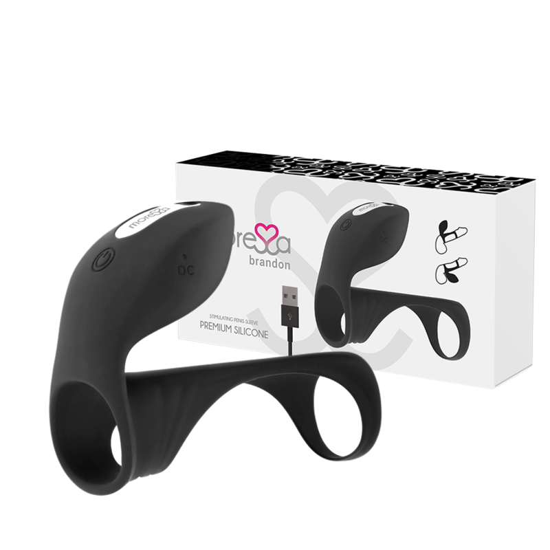 Imagen que nos facilita MORESSA de su producto erótico MORESSA - BRANDON POTENTE ANILLO VIBRADOR CON FUNDA DE ENGROSAMIENTO MASCULINO para nuestra categoría "JUGUETES BIENESTAR |Juguetes para Hombres|Accesorios para el pene|Anillos Pene|Anillos con Vibración".