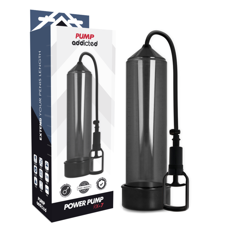 Imagen que nos facilita PUMP ADDICTED de su producto erótico PUMP ADDICTED - BOMBA ERECCIÓN RX7 NEGRO para nuestra categoría "JUGUETES BIENESTAR |Juguetes para Hombres|Accesorios para el pene|Bomba Alargadora Pene".