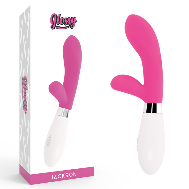Imagen que nos facilita GLOSSY de su producto erótico GLOSSY - JACKSON RABBIT ROSA para nuestra categoría "JUGUETES BIENESTAR |Vibradores|Vibradores Rabbit".