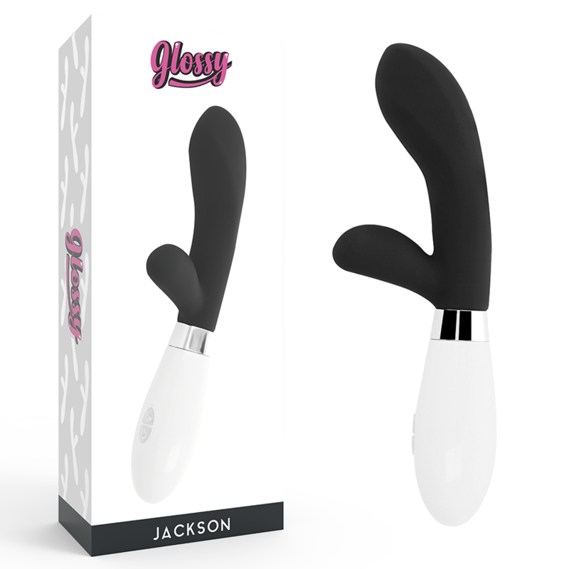 Imagen que nos facilita GLOSSY de su producto erótico GLOSSY - JACKSON RABBIT NEGRO para nuestra categoría "JUGUETES BIENESTAR |Vibradores|Vibradores Rabbit".