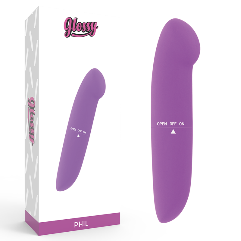 Imagen que nos facilita GLOSSY de su producto erótico GLOSSY - PHIL VIBRATOR LILA para nuestra categoría "JUGUETES BIENESTAR |Vibradores|Mini vibradores".