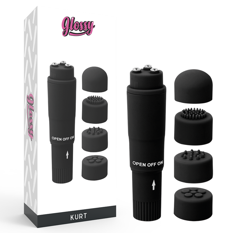 Imagen que nos facilita GLOSSY de su producto erótico GLOSSY - POCKET  KURT MASAJEADOR NEGRO para nuestra categoría "JUGUETES BIENESTAR |Vibradores|Mini vibradores".