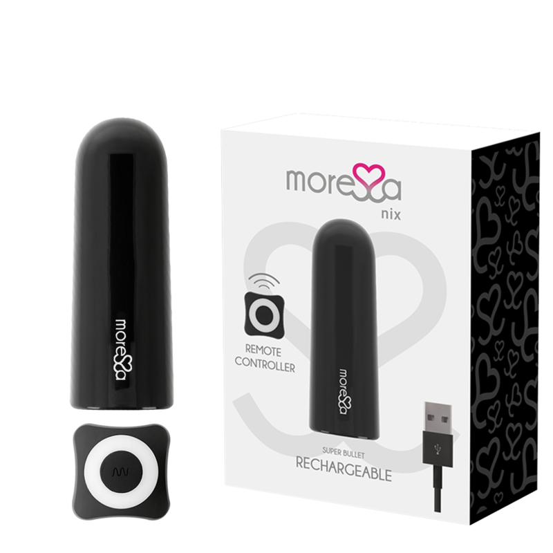 Imagen que nos facilita MORESSA de su producto erótico MORESSA - NIX POTENTE VIBRADOR MULTI JUEGOS CONTROL REMOTO NEGRO para nuestra categoría "JUGUETES BIENESTAR |Juguetes para Mujeres|Estimuladores".