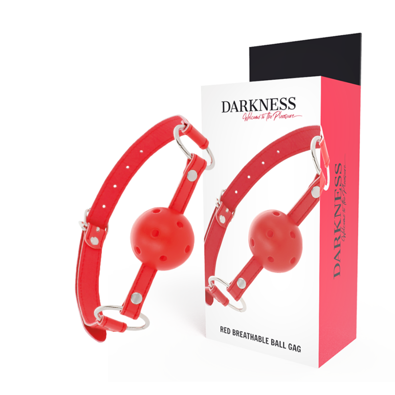 Imagen que nos facilita DARKNESS BONDAGE de su producto erótico DARKNESS - MORDAZA TRANSPIRABLE ROJO para nuestra categoría "BDSM & BONDAGE |Bondage|Mordazas".