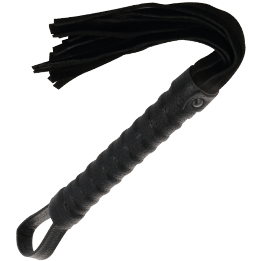 Imagen que nos facilita DARKNESS SENSATIONS de su producto erótico DARKNESS - LÁTIGO BONDAGE NEGRO CON MANGO DE PIEL para nuestra categoría "BDSM & BONDAGE |Artículos BDSM|Látigos BDSM".
