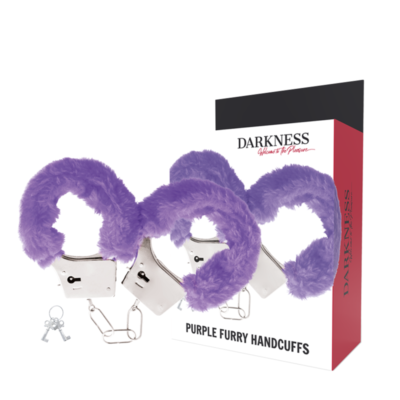Imagen que nos facilita DARKNESS BONDAGE de su producto erótico DARKNESS - ESPOSAS METAL FORRADAS LILA para nuestra categoría "BDSM & BONDAGE |Bondage|Esposas".