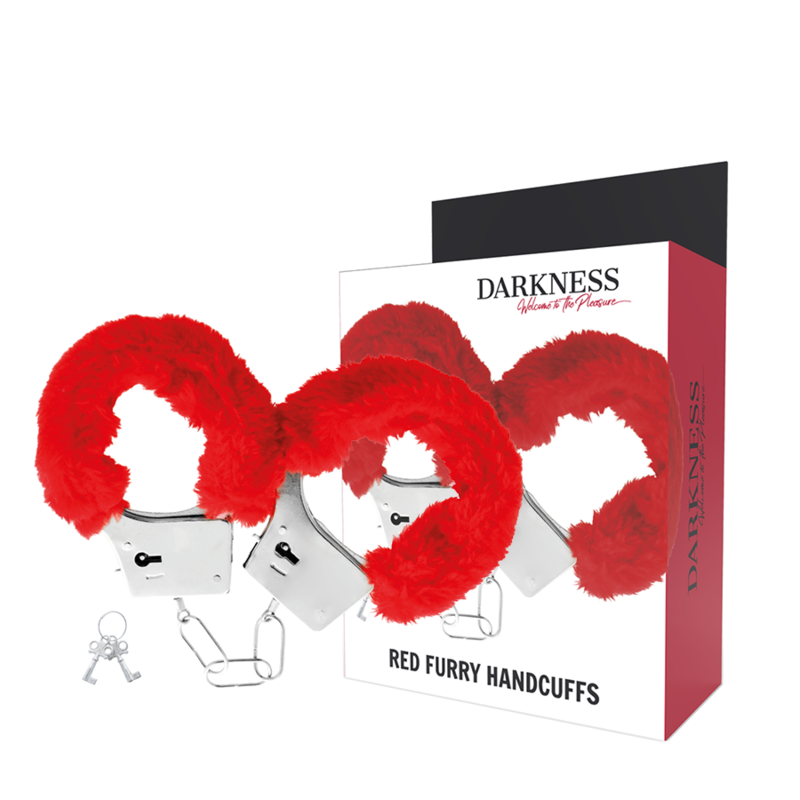 Imagen que nos facilita DARKNESS BONDAGE de su producto erótico DARKNESS - ESPOSAS METAL FORRADAS ROJO para nuestra categoría "BDSM & BONDAGE |Bondage|Esposas".