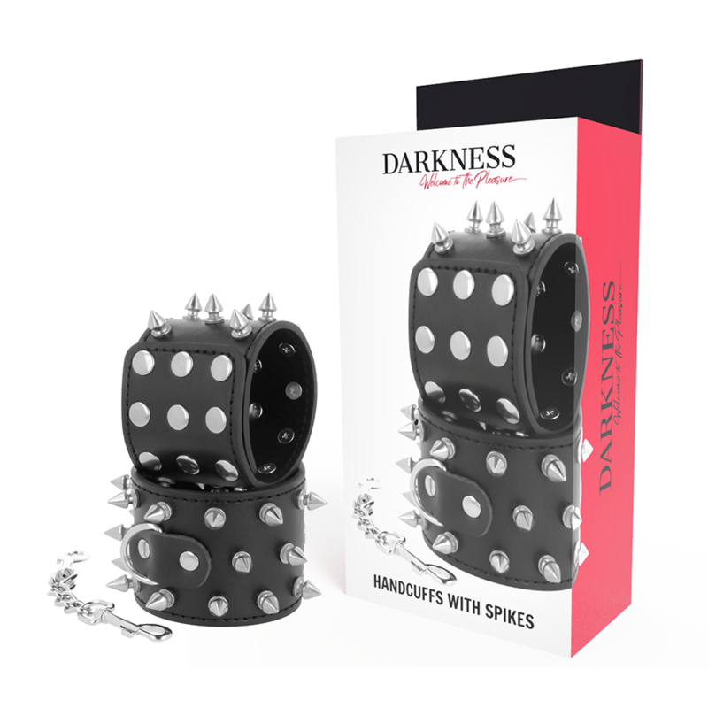 Imagen que nos facilita DARKNESS BONDAGE de su producto erótico DARKNESS - SKULLS AND BONES ESPOSAS CON PINCHOS NEGRO para nuestra categoría "BDSM & BONDAGE |Bondage|Esposas".