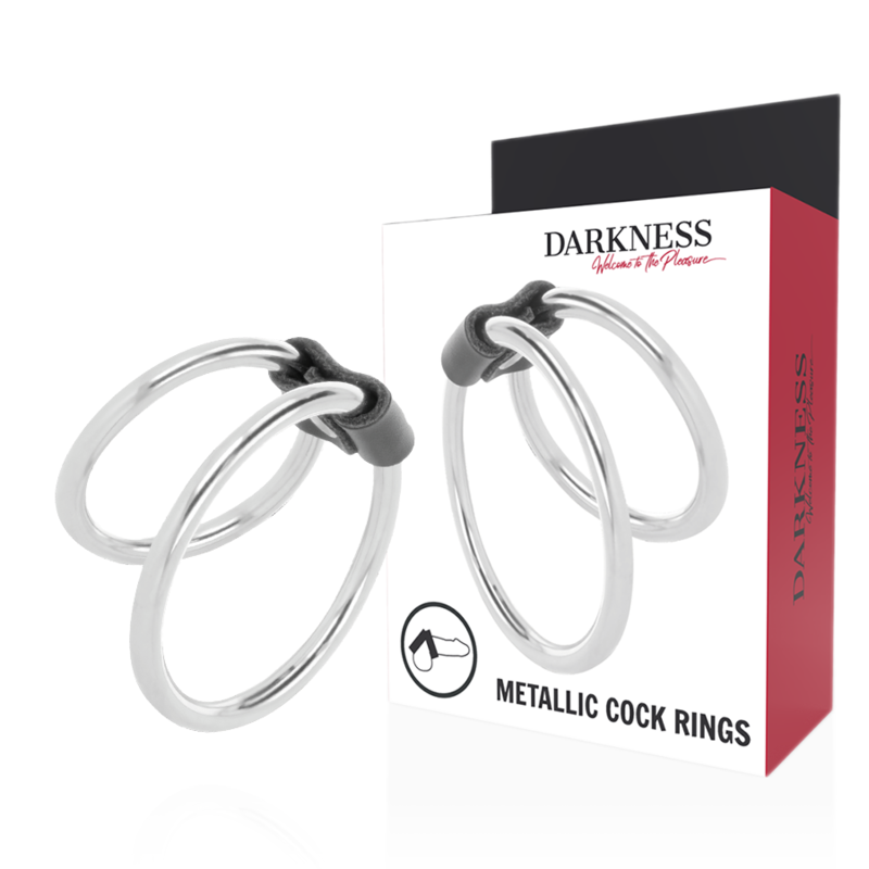 Imagen que nos facilita DARKNESS SENSATIONS de su producto erótico DARKNESS - ANILLA METAL DOBLE PARA EL PENE para nuestra categoría "JUGUETES BIENESTAR |Juguetes para Hombres|Accesorios para el pene|Anillos Pene|Anillos sin vibración".