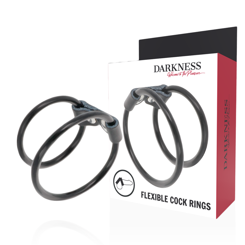 Imagen que nos facilita DARKNESS SENSATIONS de su producto erótico DARKNESS - ANILLA FLEXIBLE DOBLE PARA EL PENE para nuestra categoría "JUGUETES BIENESTAR |Juguetes para Hombres|Accesorios para el pene".