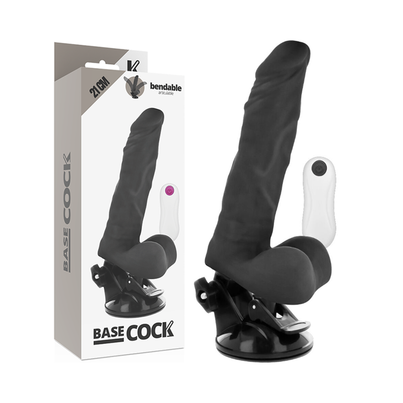 Imagen que nos facilita BASECOCK de su producto erótico BASECOCK - VIBRADOR REALÍSTICO ARTICULABLE CONTROL REMOTO NEGRO 21 CM -O- 5 CM para nuestra categoría "JUGUETES BIENESTAR |Vibradores|Vibradores control remoto".