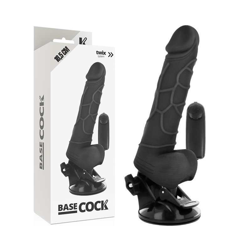 Imagen que nos facilita BASECOCK de su producto erótico BASECOCK - VIBRADOR REALÍSTICO CONTROL REMOTO NEGRO 18.5 CM -O- 4CM para nuestra categoría "JUGUETES BIENESTAR |Vibradores|Vibradores control remoto".