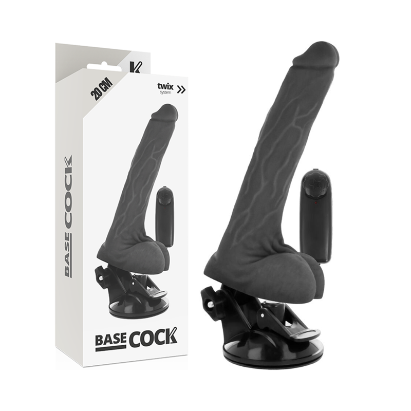 Imagen que nos facilita BASECOCK de su producto erótico BASECOCK - VIBRADOR REALÍSTICO CONTROL REMOTO NEGRO CON TESTÍCULOS 20 CM -O- 4 CM para nuestra categoría "JUGUETES BIENESTAR |Vibradores|Vibradores control remoto".