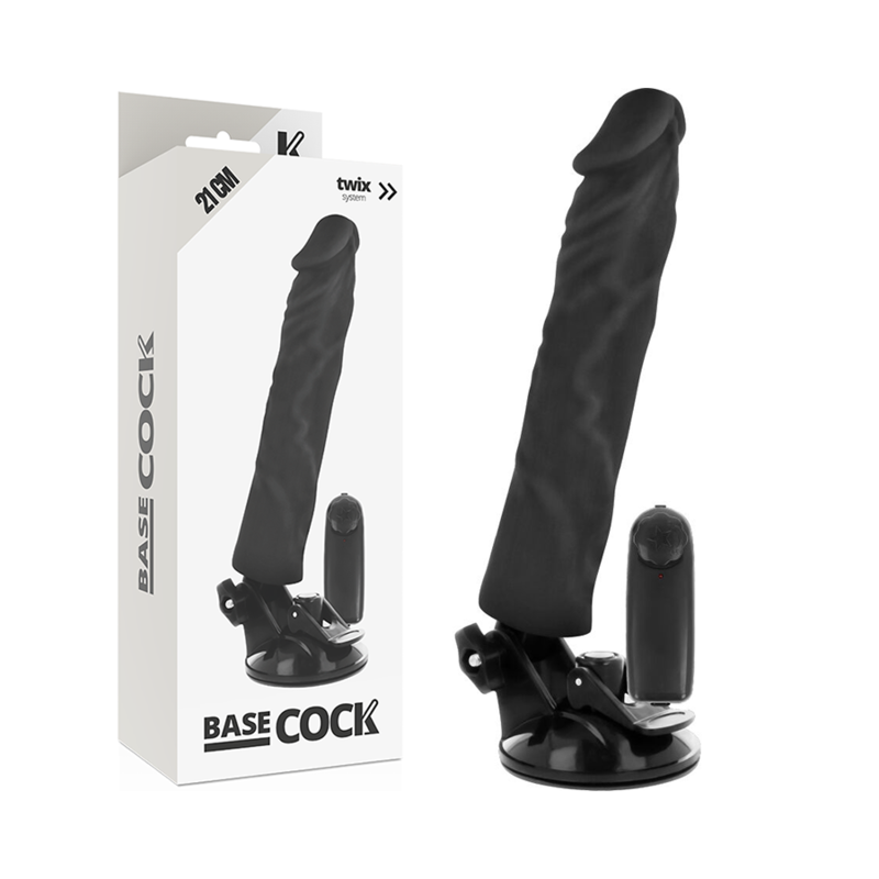 Imagen que nos facilita BASECOCK de su producto erótico BASECOCK - VIBRADOR REALÍSTICO CONTROL REMOTO NEGRO 21 CM -O- 4 CM para nuestra categoría "JUGUETES BIENESTAR |Vibradores|Vibradores control remoto".